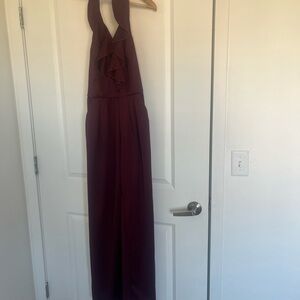 Elegant Burgundy Halter Jumpsuit
